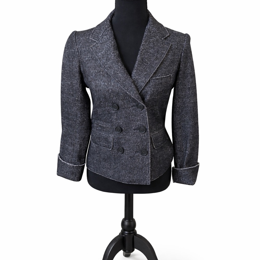 J.Crew Herringbone Double-Breasted Blazer Jacket Gray Size 6